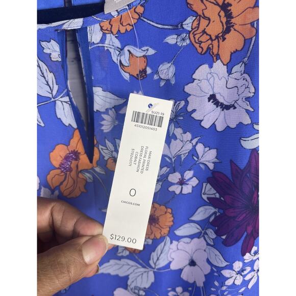 Chicos Maxi Dress Women's 4 Floral Sleeveless Ruffle Hem Lightweight NWT Summer - Picture 7 of 10